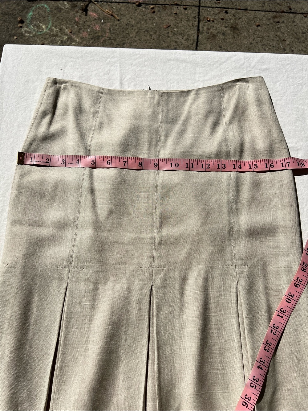 Vintage Searle Champagne Silk/Linen Look Pleated Skirt Minimalist - Picture 9 of 10